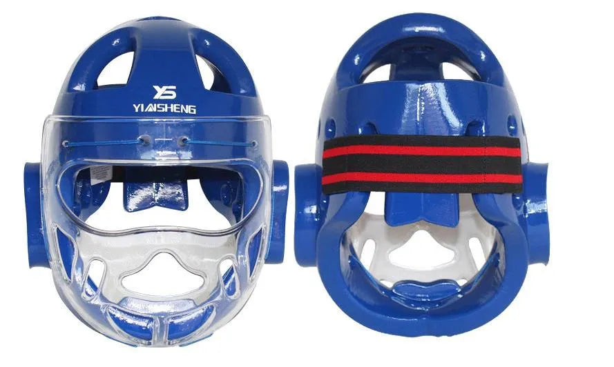 Karate helmet in three colours - white, blue and red - for boxing head protection equipment