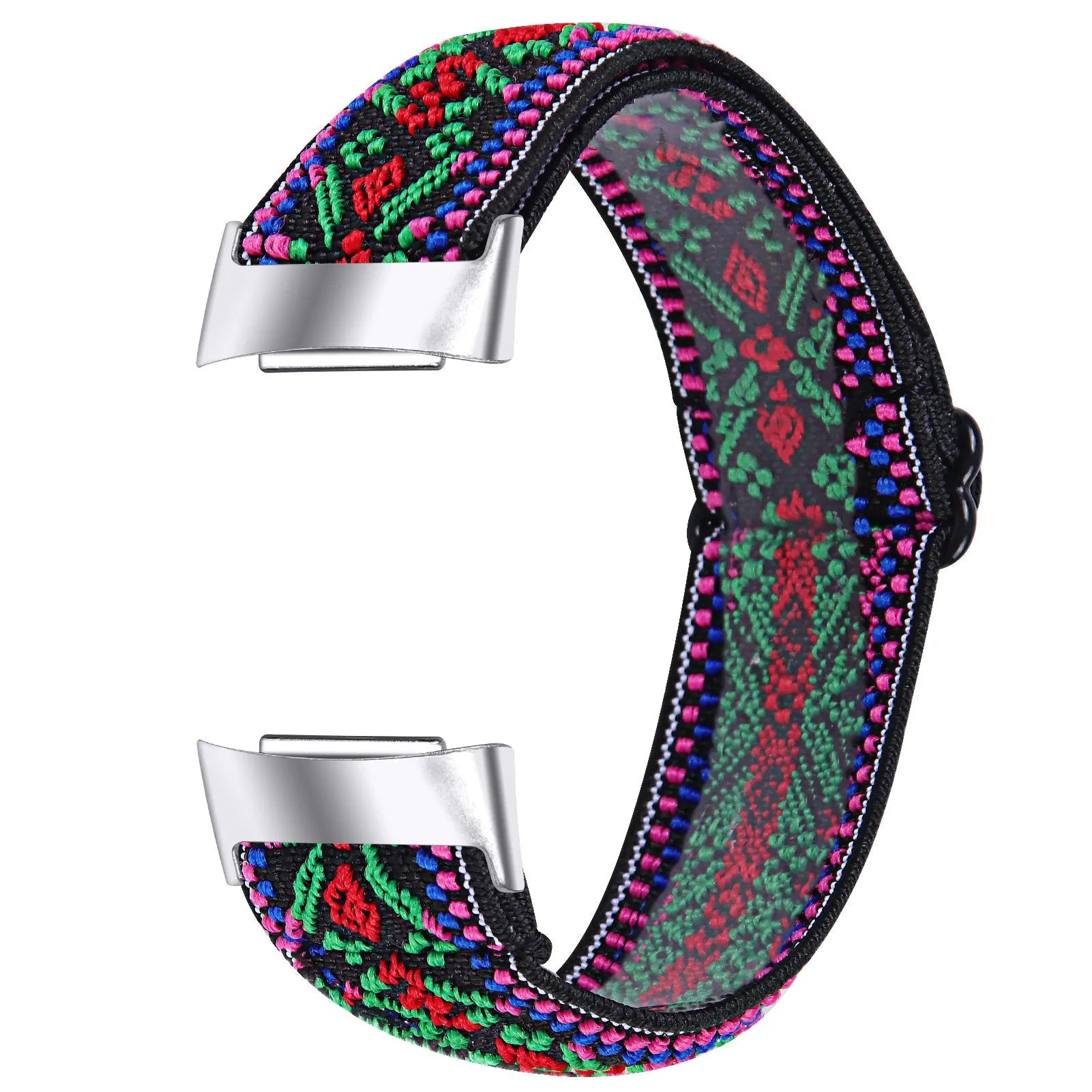 Elastic printed watch strap for Fitbit Charge 6 shown in multiple colour options