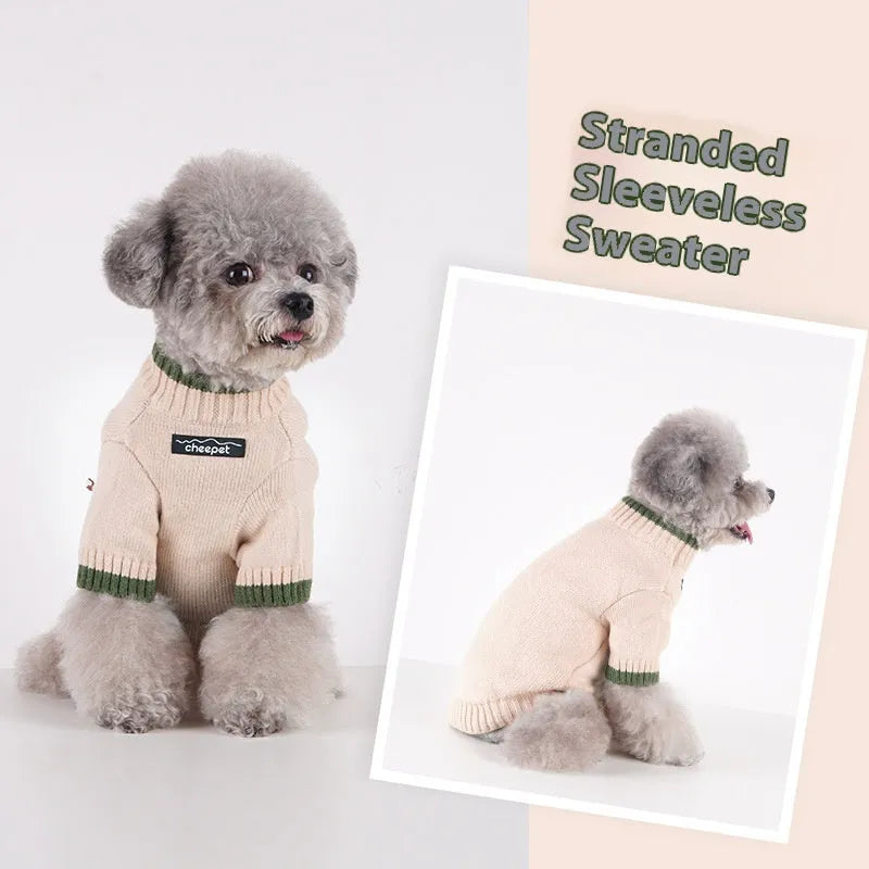 British style wool pet sweater with two-leg design in contrasting colours for fall and winter wear