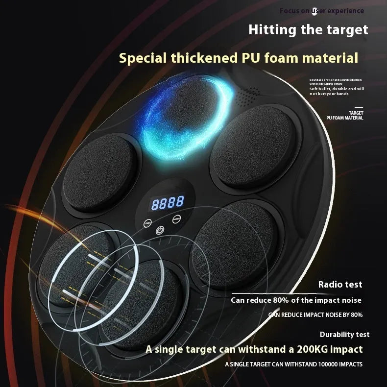Smart Bluetooth music boxing target with coloured LED lights mounted on wall for fitness training