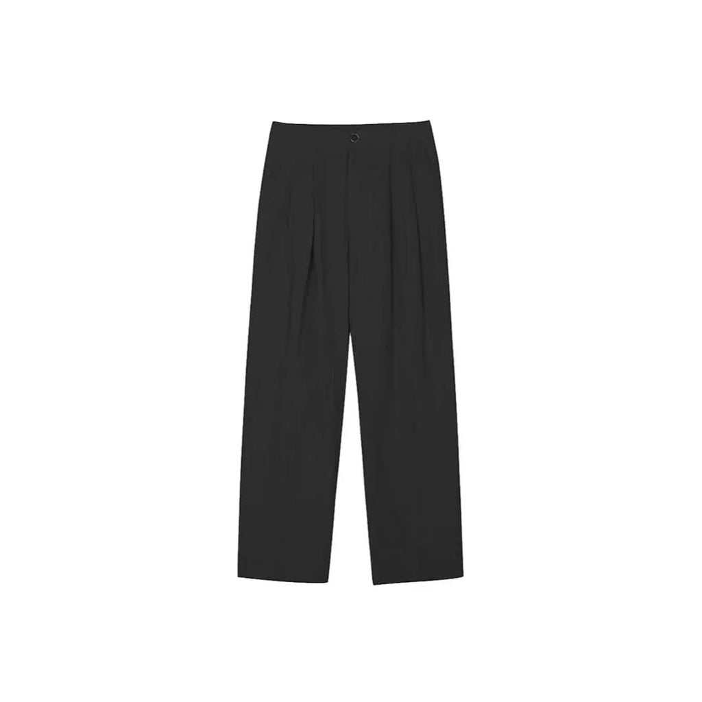 Men's apricot loose-fit cotton linen trousers with a pencil pants leg opening and micro-elastic waistband.