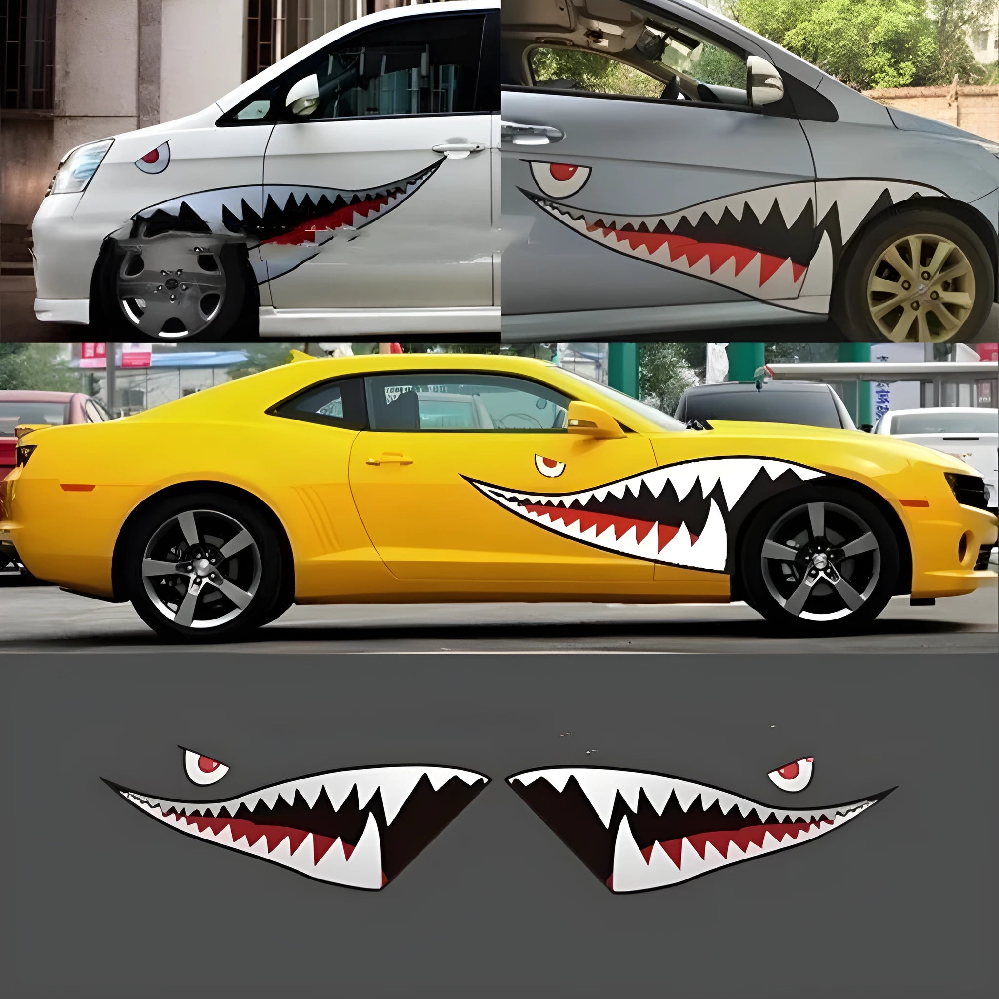 Large Shark series design PVC body sticker for outdoor use on cars or walls.