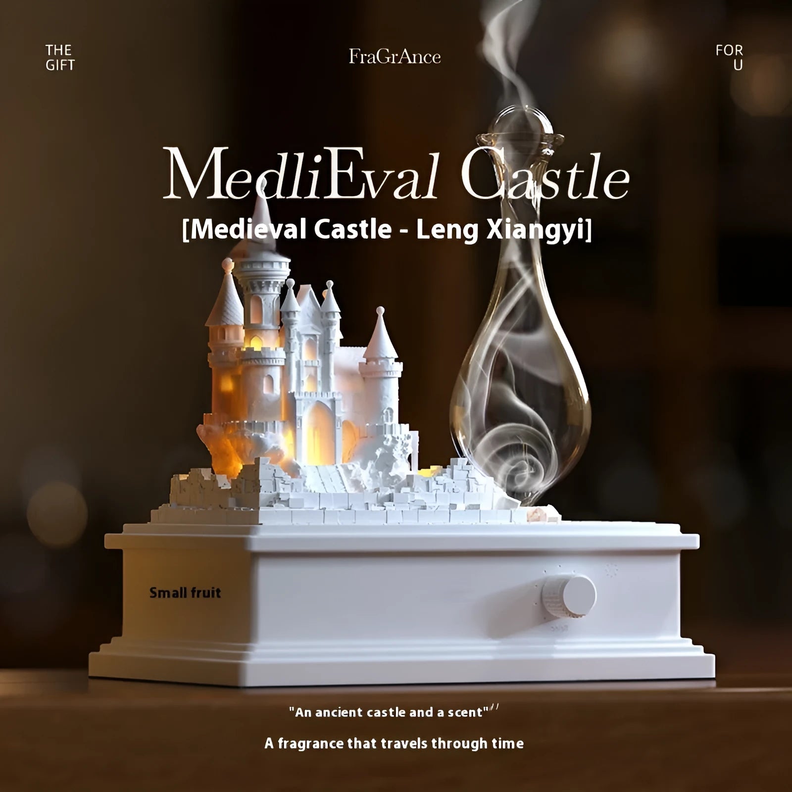 White composite gypsum medieval castle aromatherapy machine with cold fragrance analyser and ambient lighting