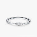S925 sterling silver ripple wave ring with white gold electroplated finish on white background
