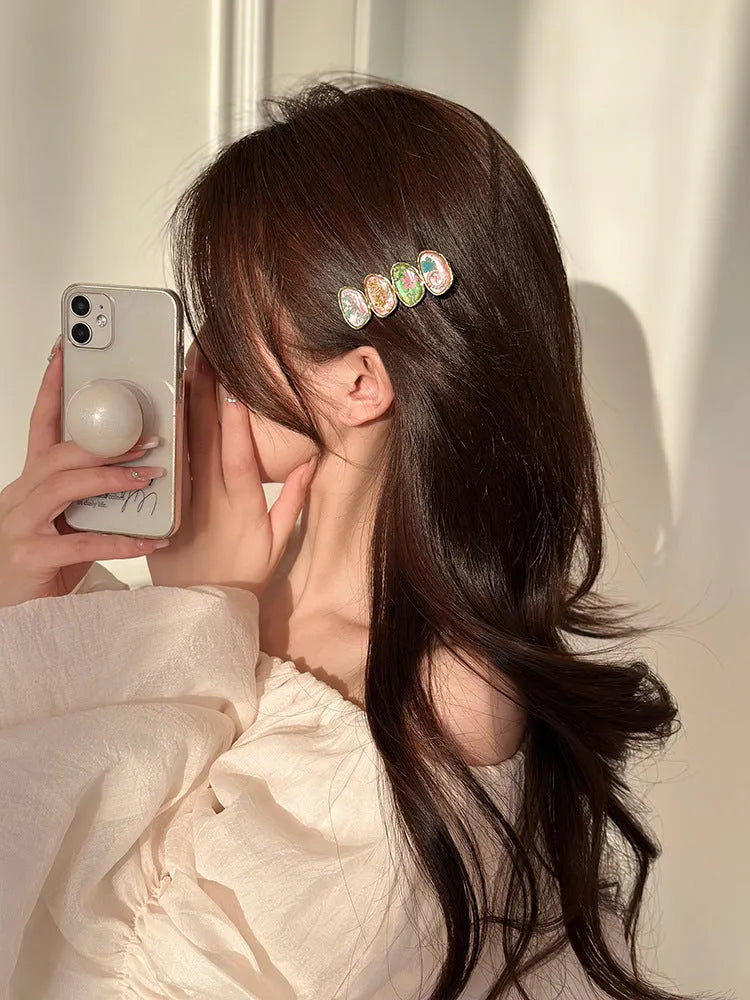 Forest Fairy hair clip for women side bangs design pink yellow plastic resin 2PCS pack manual processing