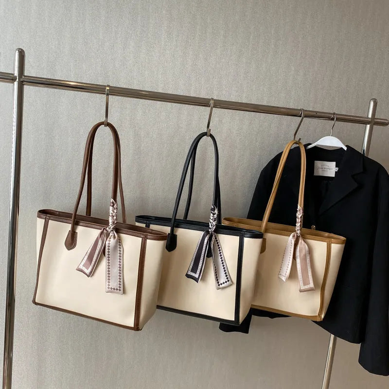 Women's PU leather horizontal square shoulder bag with open outer pocket in black, brown, and coffee colours