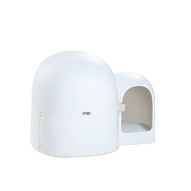 Oversized enclosed cat litter box measuring 67.7cm × 49cm × 50cm in ABS plastic available in three colours