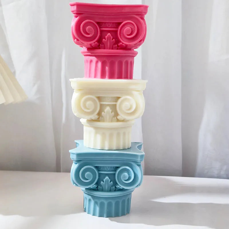 Silicone Roman pillar mould for candles, chocolate, cake, plaster, and decorative crafts