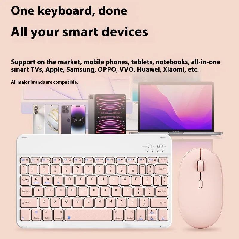 Bluetooth keyboard for tablets in elegant white colour with optional rechargeable mouse