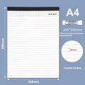 A4 tearable notebook with grid-lined paper and adhesive binding, shown in A4 and A5 sizes