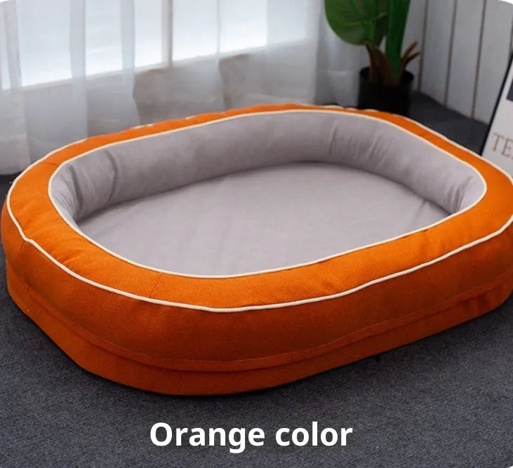 Four Seasons Universal oval pet bed in brown with removable cloth cover for dogs, large size