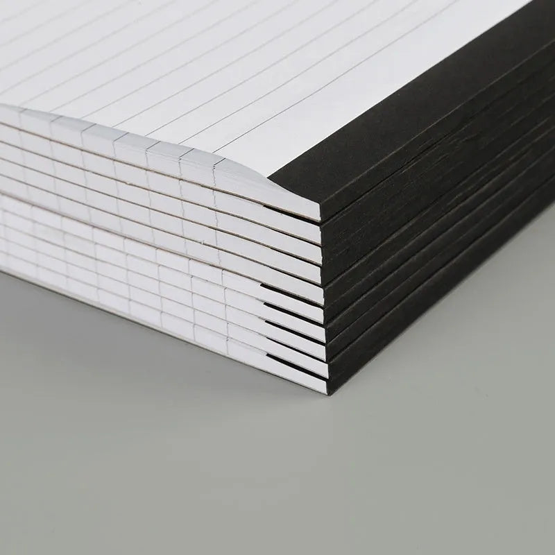 A4 tearable notebook with grid-lined paper and adhesive binding, shown in A4 and A5 sizes