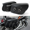 Retro style black PU leather motorcycle saddle bag mounted as a side box.