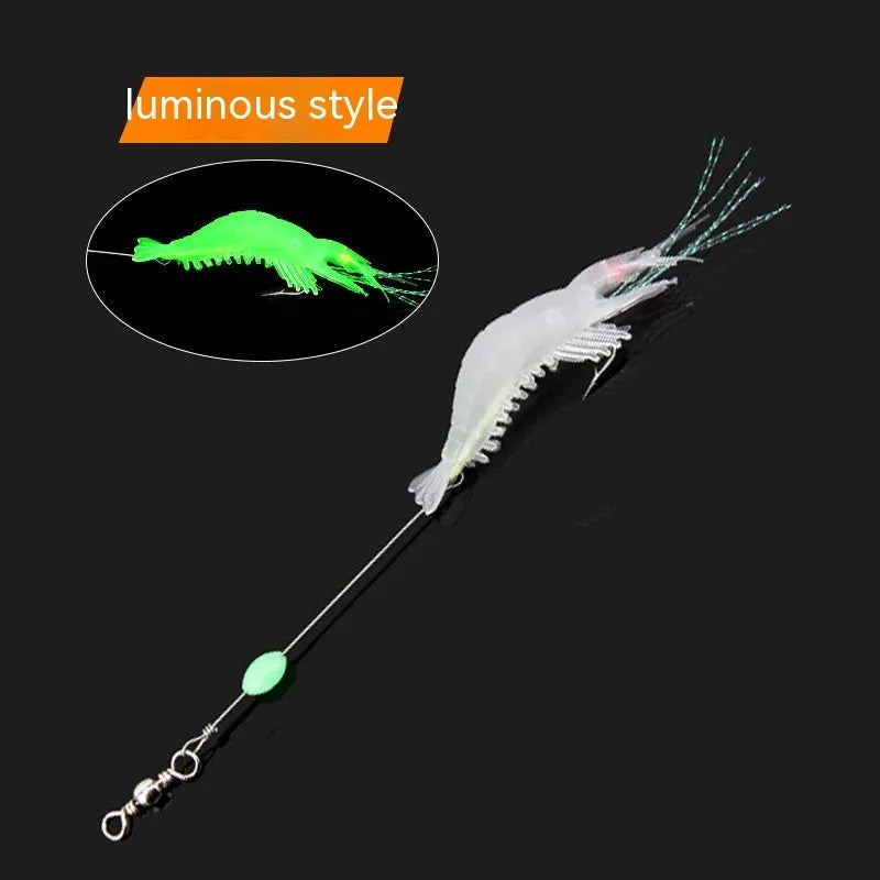 Pack of six assorted soft plastic fishing lures with pre-attached metal hooks.
