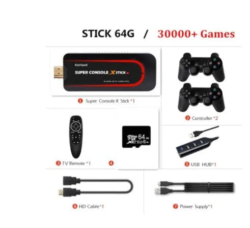 64-bit HDMI retro game console with dual-system support and 64G 128G 256G memory options