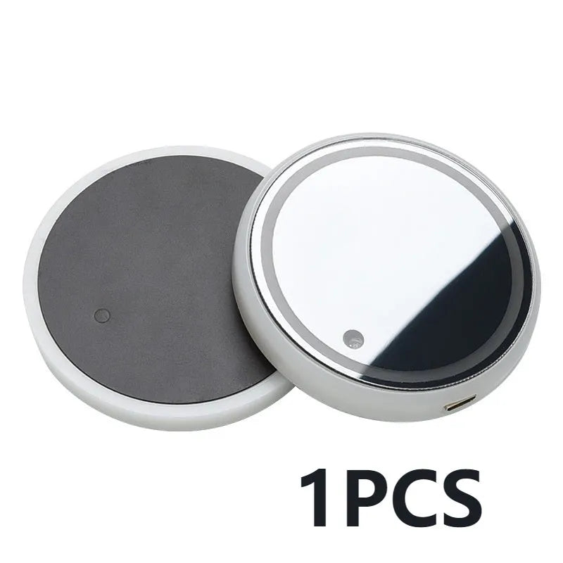 LED light-up car cup holder coaster showing seven colour options with solar panel and USB charging