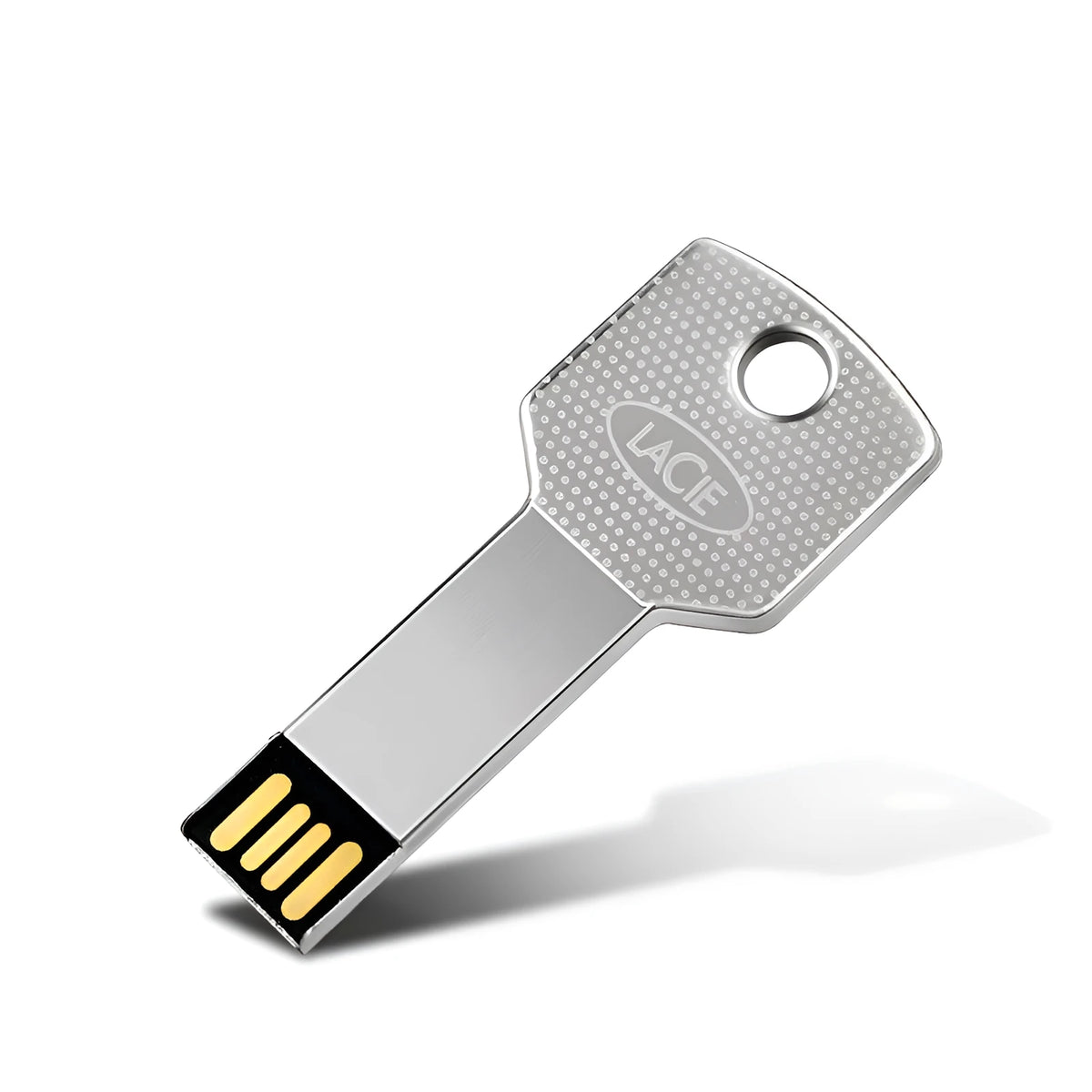 Ultra-thin white metal key USB flash drive, 47.5 x 13.5 x 4.5 mm, 7 g, USB 2.0