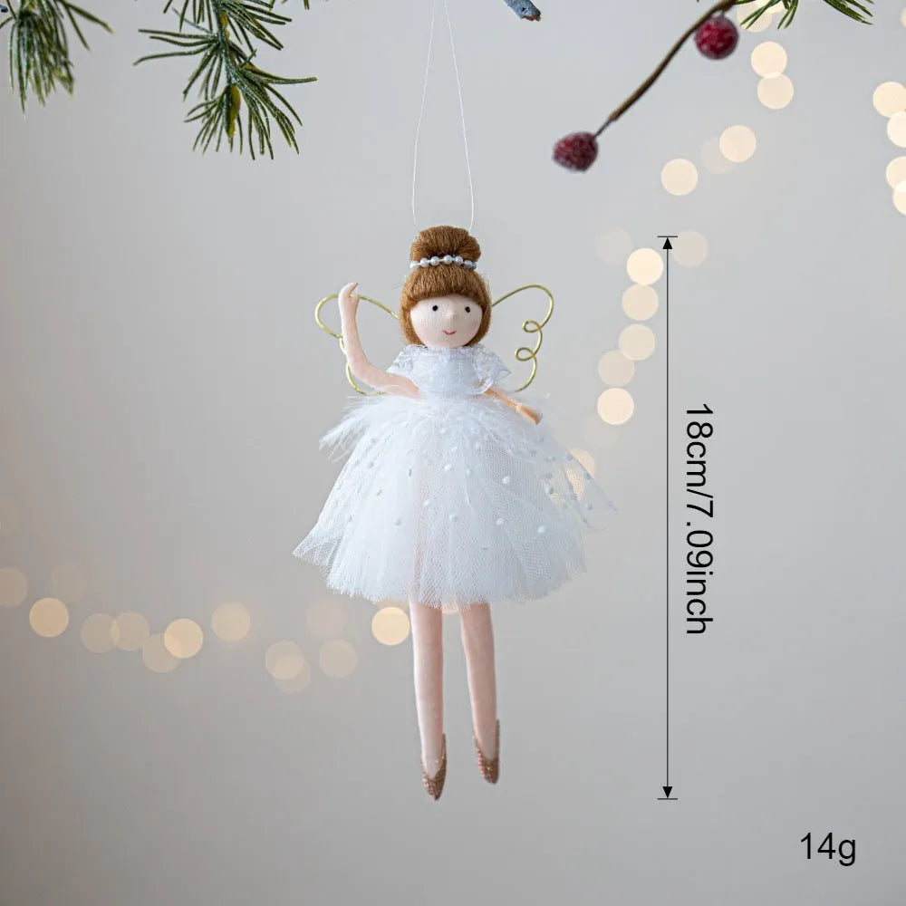 Pink and white angel ballet girl plush doll pendant with hanging loop