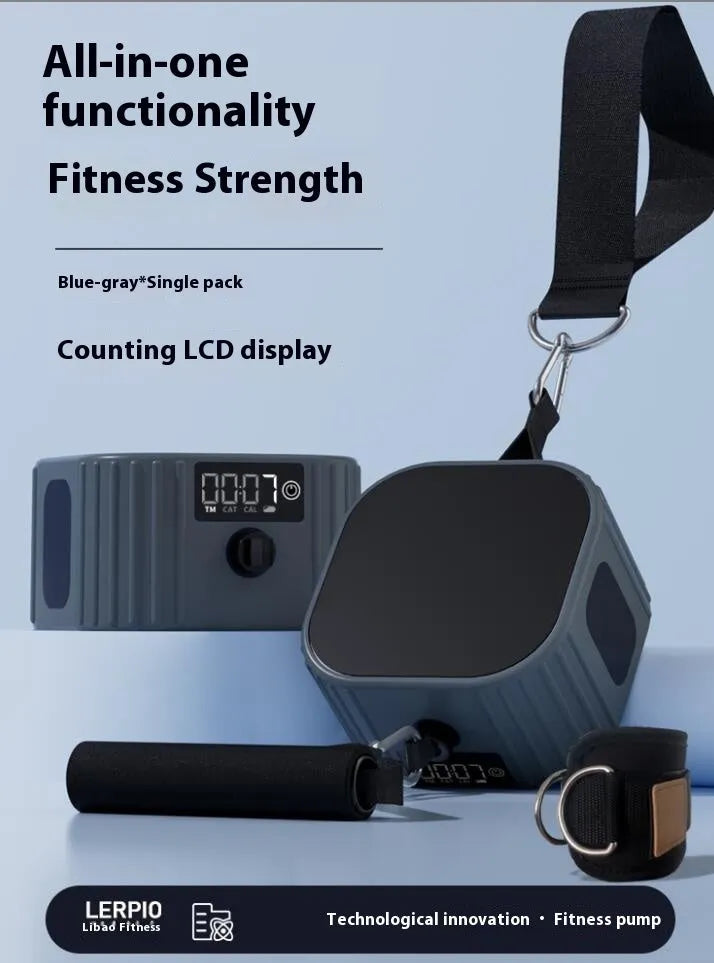 Blue-grey and orange-grey adjustable fitness resistance tensioner with 2-20kg intelligent adjustment.