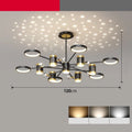 Black 13-head Nordic star pendant lamp with remote control, 1000mm diameter iron chandelier