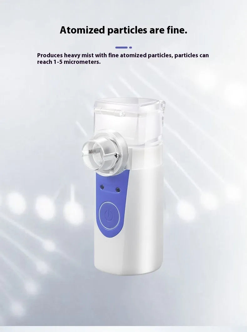 White columnar USB handheld nebuliser with single mist outlet for children's respiratory treatments