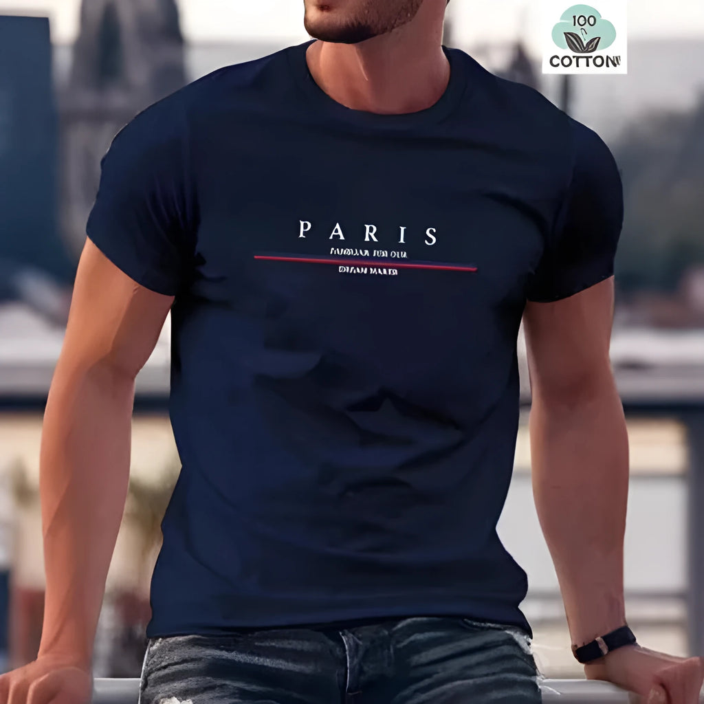 Men's heavy cotton short-sleeved T-shirt with letter printing in loose casual fit