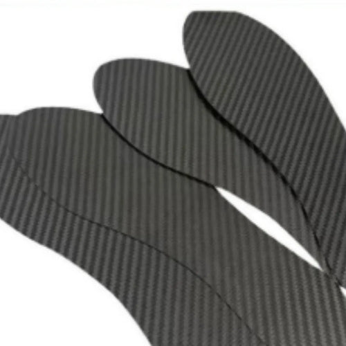Black 3K carbon fibre running insoles showing full palm coverage and textured surface