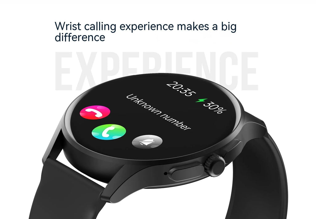 Non-invasive blood glucose detection smart watch with heart rate and blood pressure monitoring, IPS screen, black colour, on wrist