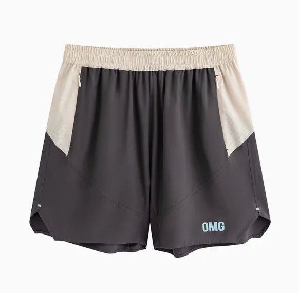 Men's loose workout shorts for weightlifting with elastic waistband in dark rock ash colour