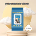 Pack of 20 disposable wash-free gloves for pet bathing and cleaning care.