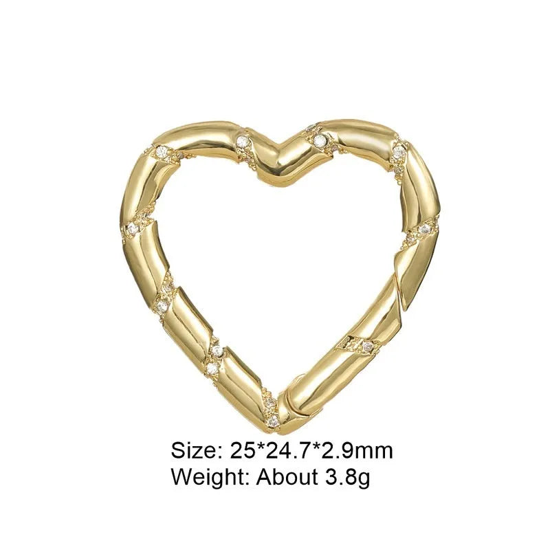 Copper climbing buckle with zircon detail in gold or silver electroplated finish.