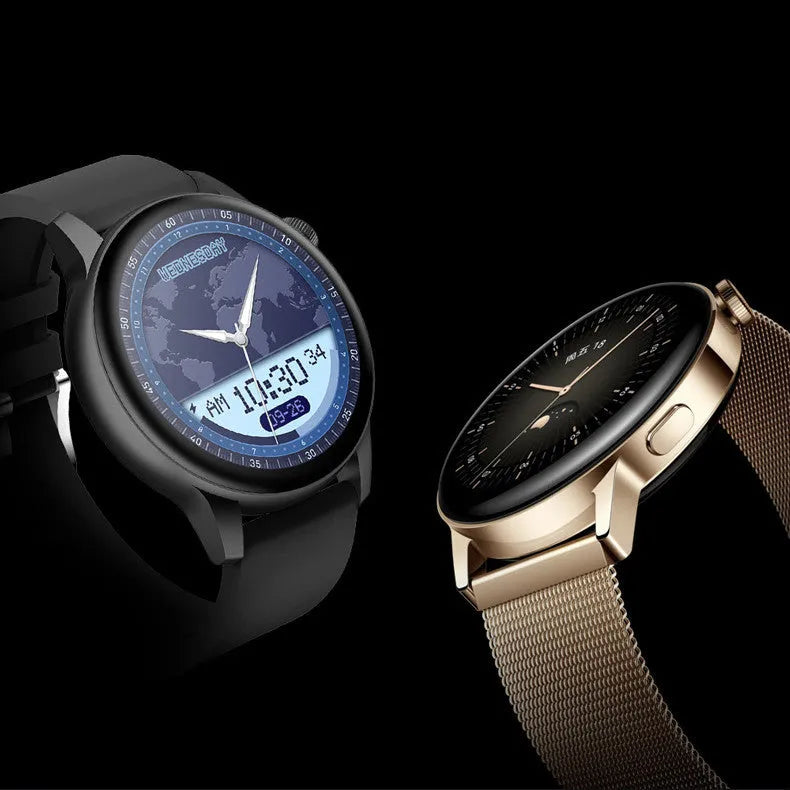Smart watch with 1.30-inch colour screen and stainless steel body on wrist