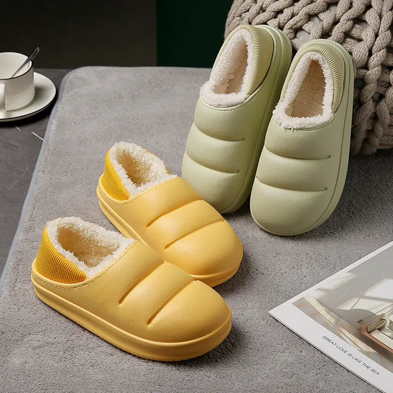 Waterproof EVA garden slippers in various colours with non-slip sole and plush lining