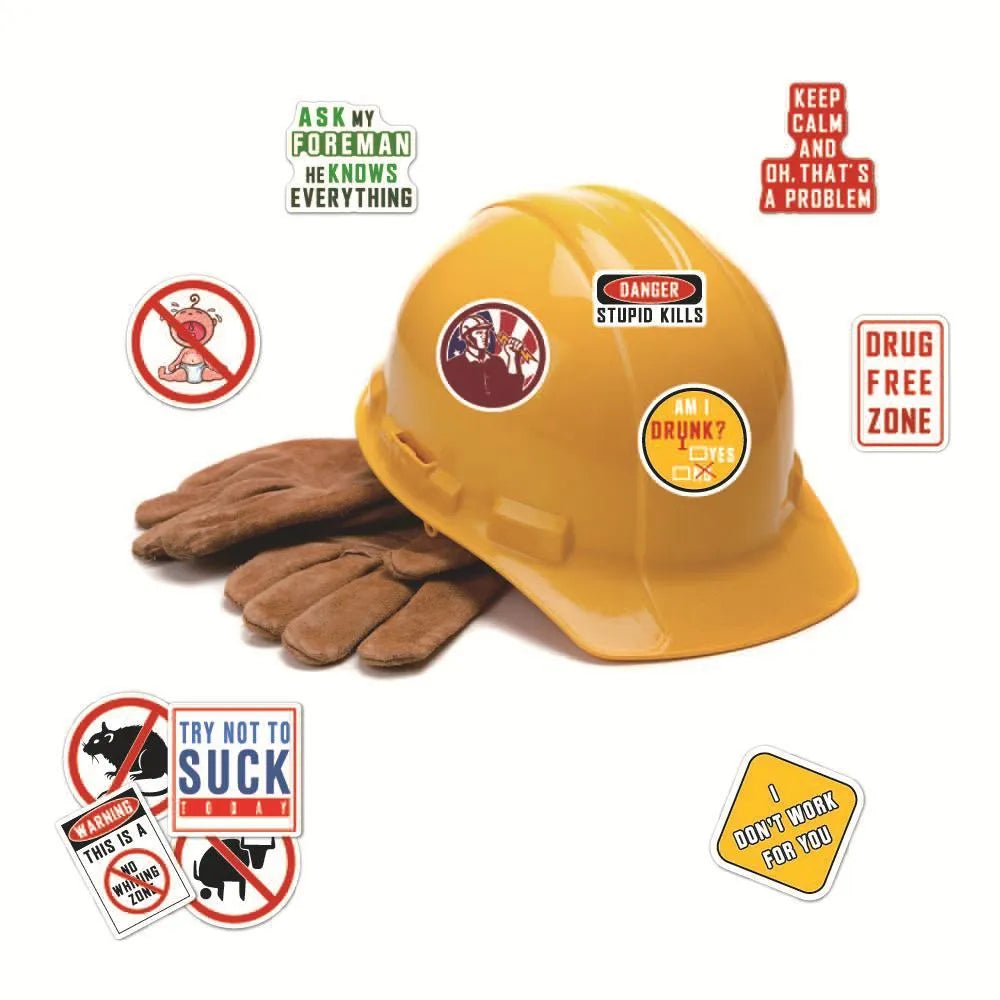 50 waterproof PVC warning stickers for motorcycle helmets with bright film coating