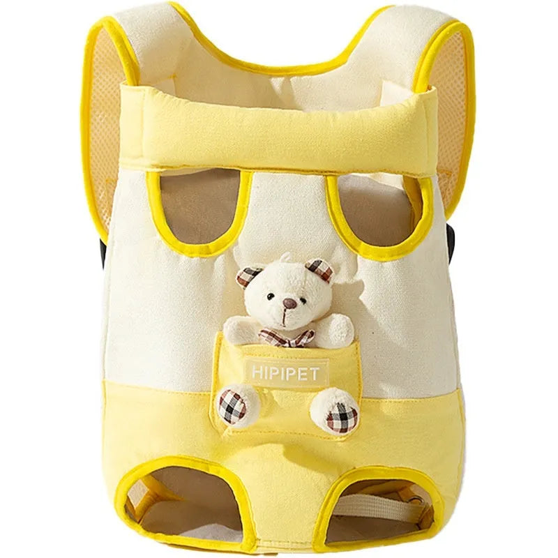 Cartoon animal pattern pet carrier bag with canvas construction in multiple colour stitching options