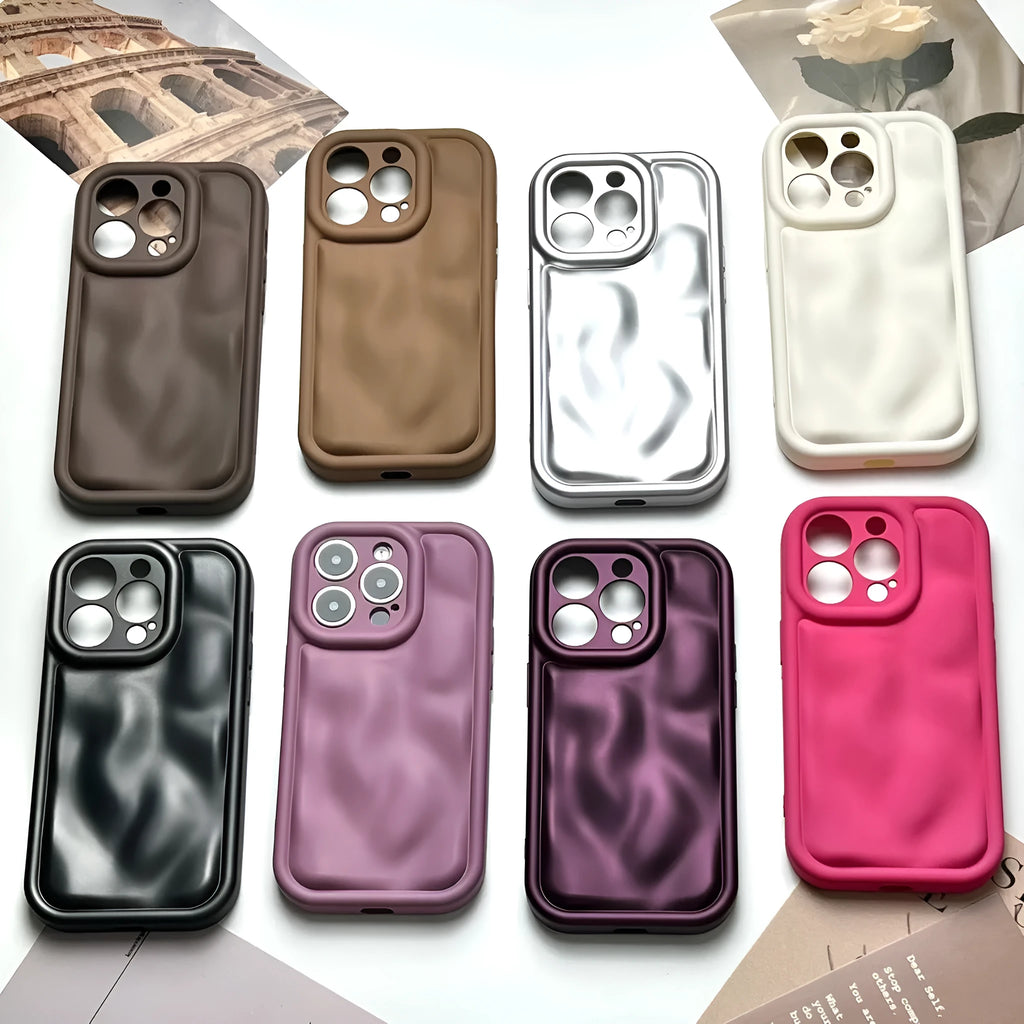 Silicone phone case with meteorite pattern, electroplated finish, for iPhone 11 to 15 Pro Max in antique white, black or wine red