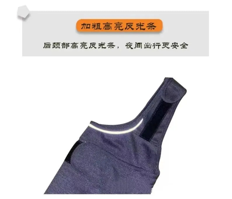 Heather grey dog anxiety vest or warm jacket made from soft polyester brocade cotton fabric on a medium-sized dog.