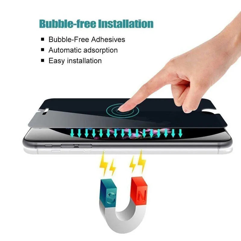 Black tempered glass anti-peeping screen protector film for iPhone models