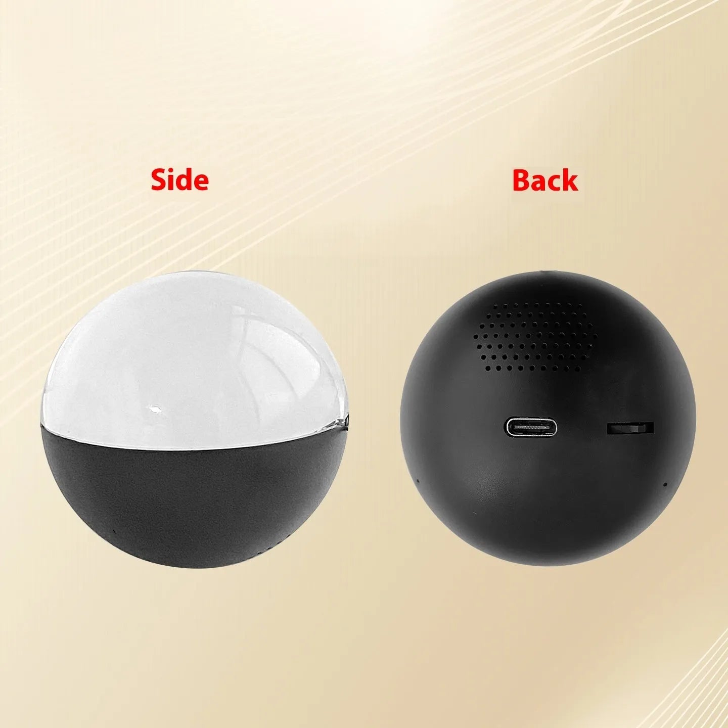 Electronic ball video player with round screen in orange, blue, white, pink, or black plastic shell