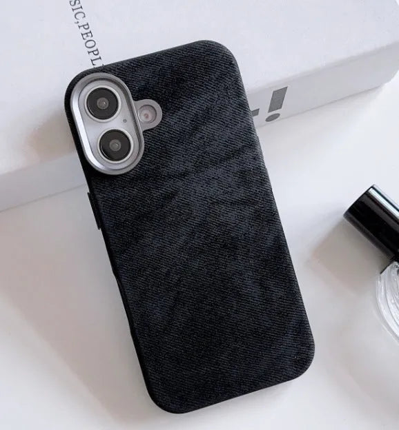 Flannel magnetic phone case in bean green for iPhone with fibre cloth texture and magnetic suction