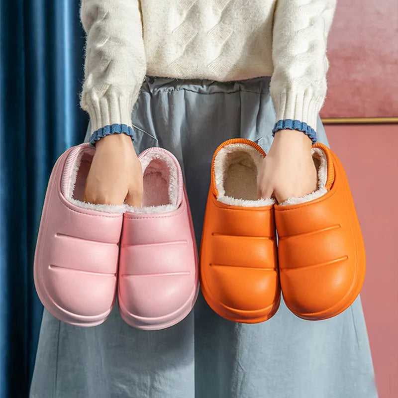 Waterproof EVA garden slippers in various colours with non-slip sole and plush lining