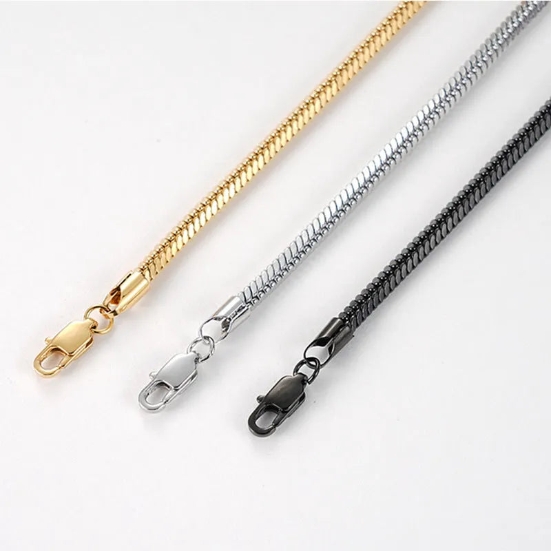 Stainless steel snake chain bracelet unisex simple line design