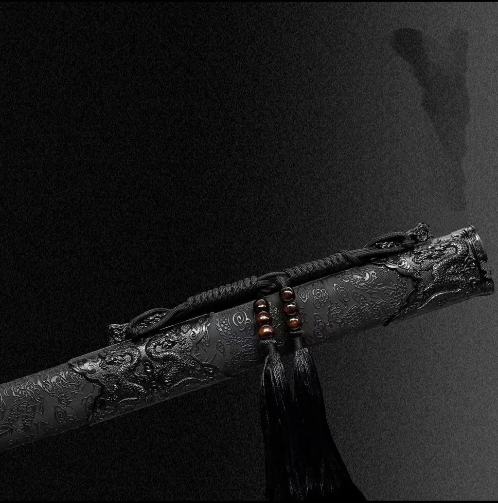 Liuying Tang Dynasty horizontal sword with 65 manganese steel unsharpened blade and solid wood leather scabbard