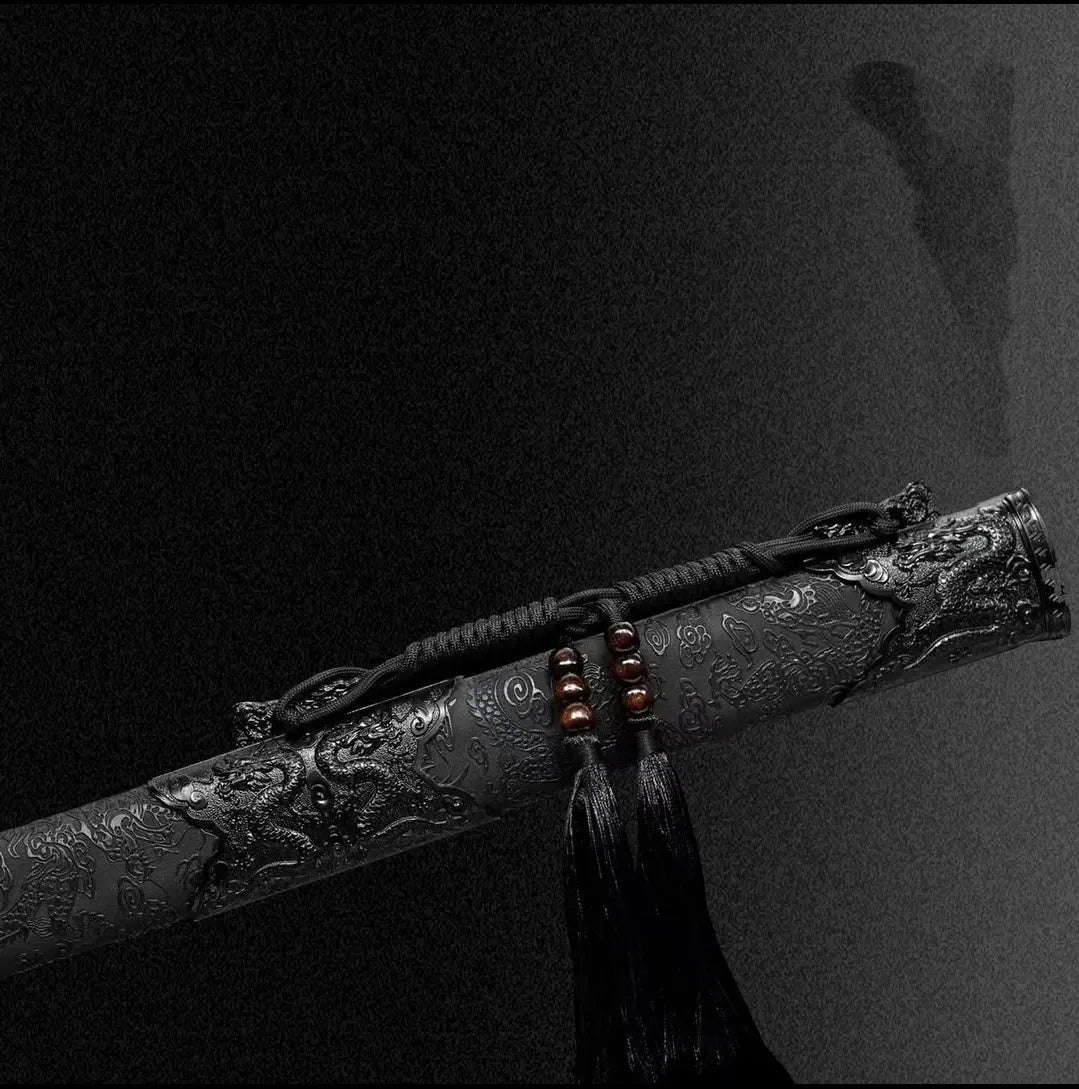 Liuying Tang Dynasty horizontal sword with 65 manganese steel unsharpened blade and solid wood leather scabbard