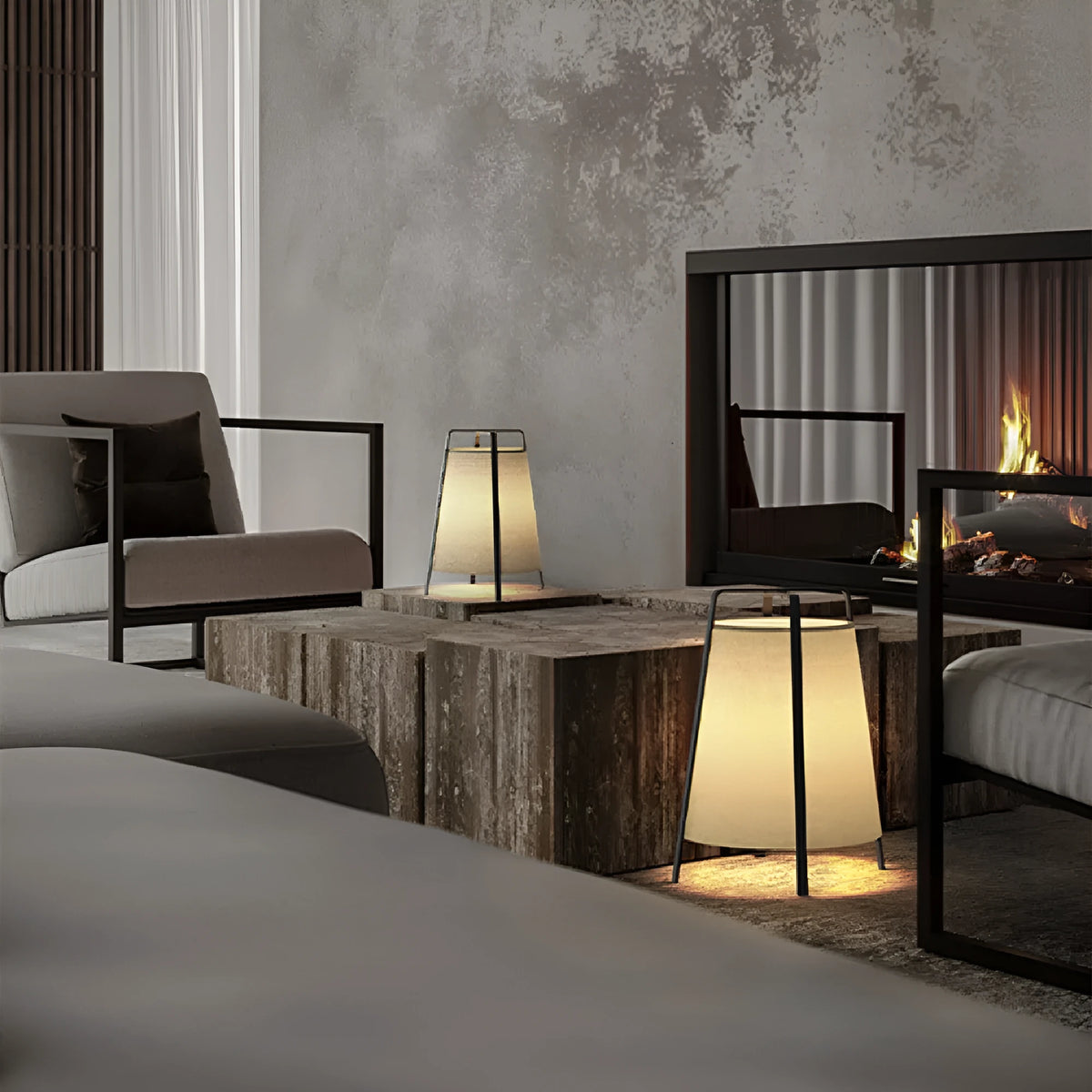 Japanese wabi-sabi floor lamp with cloth shade and iron frame, 220V LED, for living room use